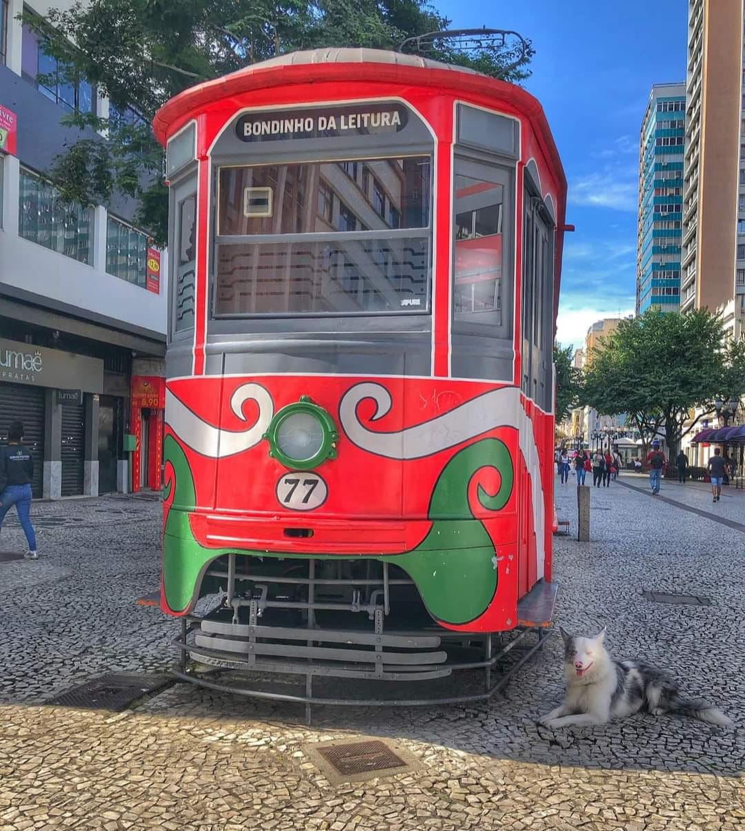 Bondinho da Leitura, no Centro de Curitiba, ganha pintura nova